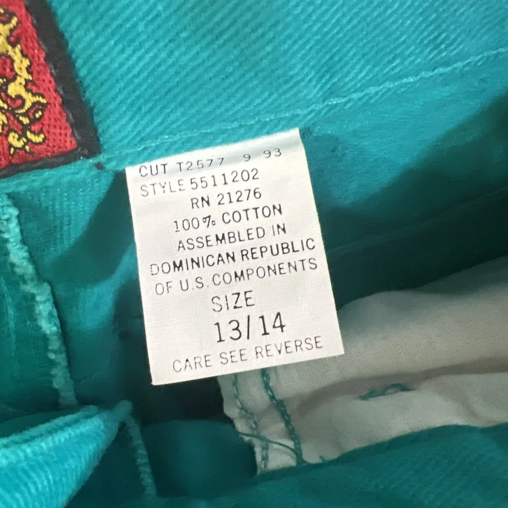 Vintage 90's Bonjour Women's Button Up Pants‎ Teal Green Size 13/14 100% Cotton